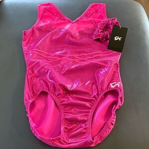 GK AL Pink Shimmer Leotard with matching Scrunchie